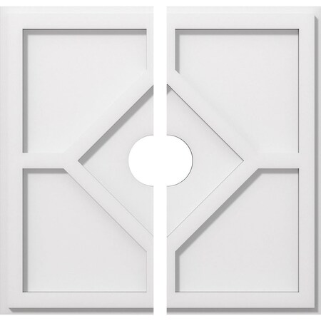 Ekena Millwork Embry Architectural Grde PVC Contemporary Ceiling Medallion, Two Piece, 18"OD x 3"ID x 6 1/4"C x 1"P CMP18EY2-03000